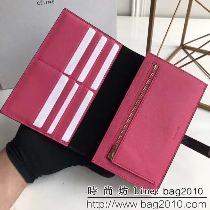 CELINE賽琳原單 專櫃 手掌紋牛皮搭扣拼色錢夾 4148 SL1452